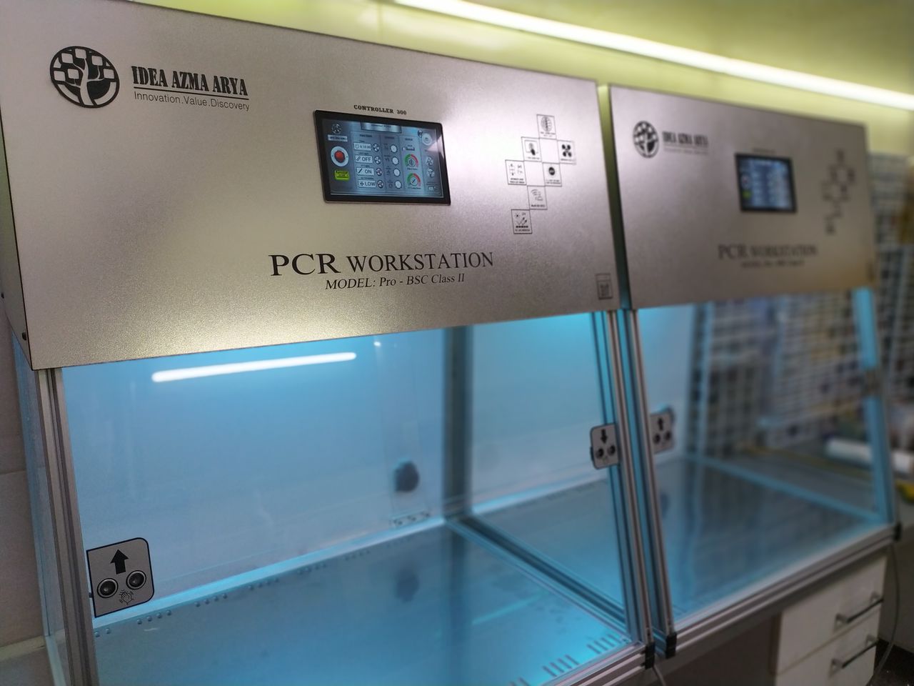 هود لامینار گلاس دو ورک استیشن کابینت ایمن جهت انجام آزمایش مولکولی