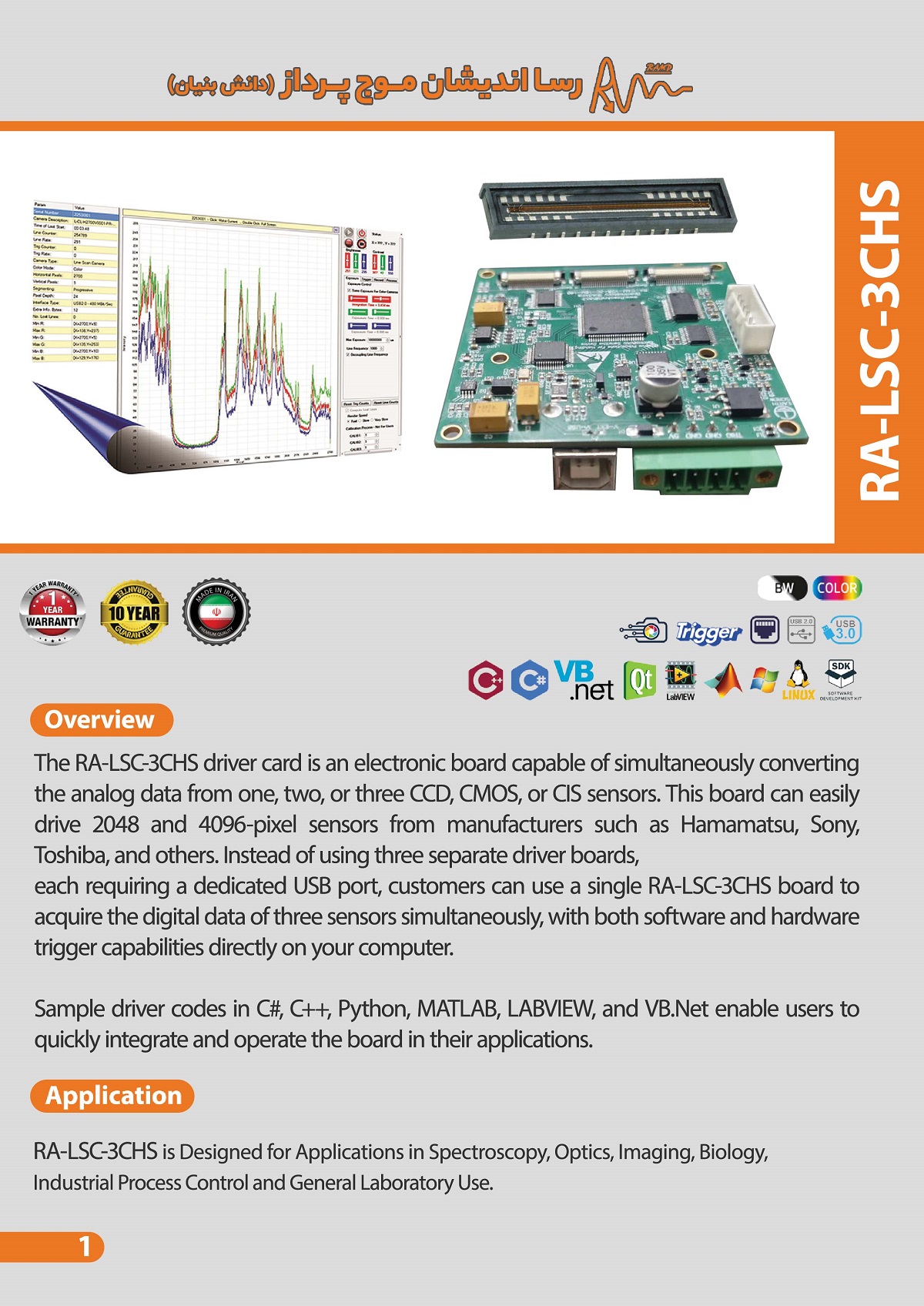 آشکارساز حسگر های CCD، CMOS، CIS سه کاناله
