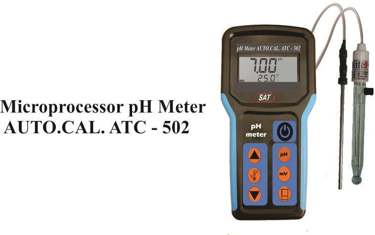 pH متر پرتابل دستی ATC اتوکالیبره با سنسور دما و کیف حمل